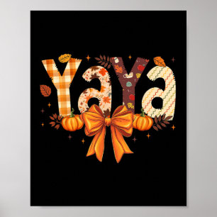 Retro Yaya Coquette Bows Grandma Fall Thanksgiving Poster