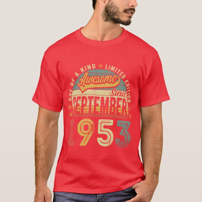 Retro Years Old Awesome Since September 1953 T-Shirt (Front)
