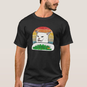 Retro Yelling Confused Cat Internet Meme Vegan Kit T-Shirt