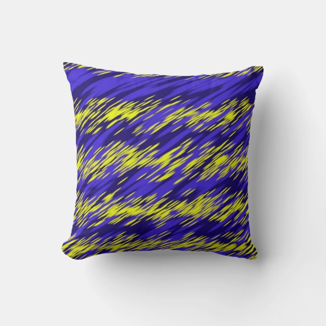 Retro Yellow and blue Abstract stripes geometric  Cushion (Front)