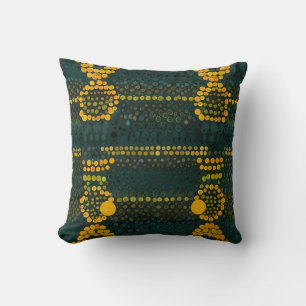 Retro Yellow and Green Zigzag Dot Patter Cushion