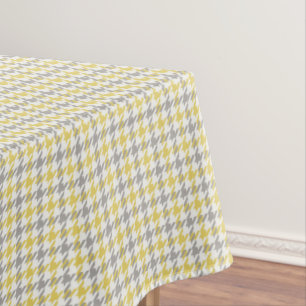 Retro yellow and grey houndstooth plaid pattern tablecloth