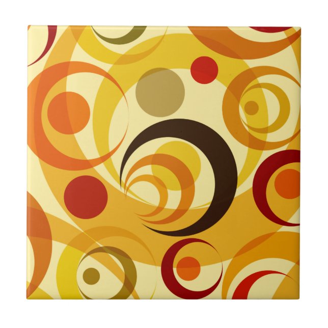 Retro yellow and orange circles tile (Front)