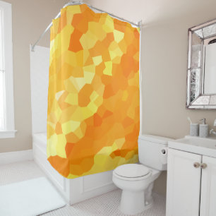 Retro Yellow and Orange Stained Glass Sunset Shower Curtain
