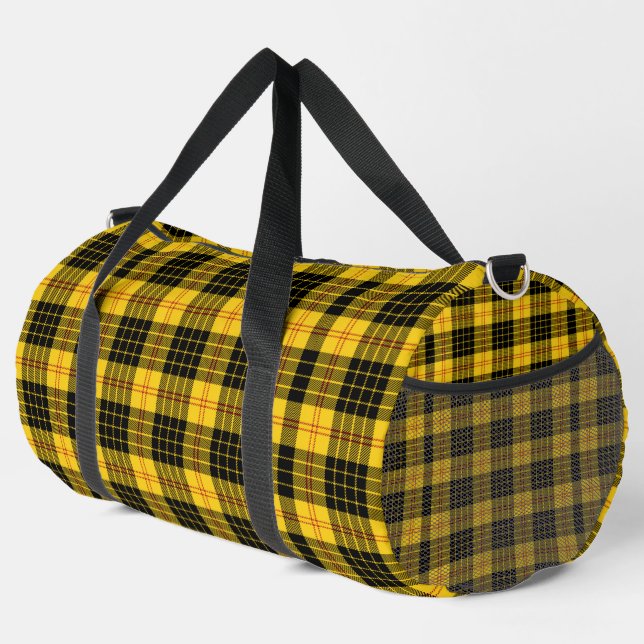 Retro Yellow Black Plaid  Basketball Soccer  Duffle Bag (Right Corner)