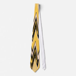 Retro Yellow, Black Zigzap Abstract Art Deco 2 Tie