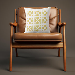 Retro Yellow Block Print Inspired Outdoor Cushion