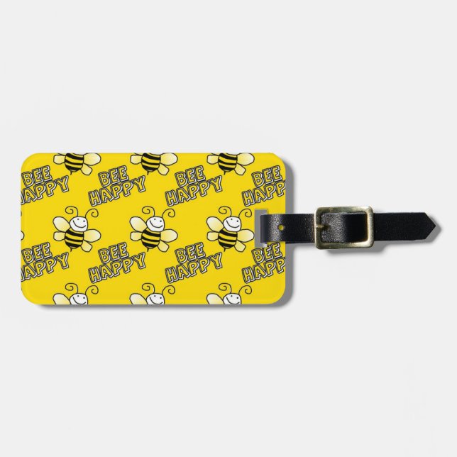 Retro Yellow Bumble Bee Pattern Luggage Tag (Front Horizontal)