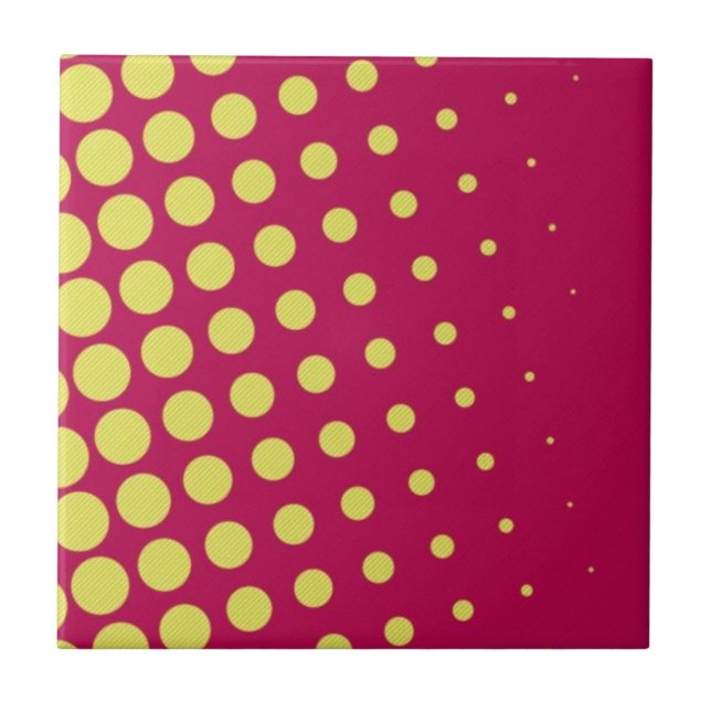 Retro yellow dots ceramic tile (Front)