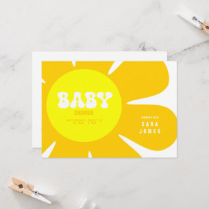 Retro Yellow Flower Baby Shower Invitation