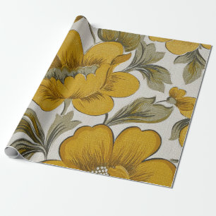 Retro Yellow Flower Garden Aesthetic Wrapping Paper