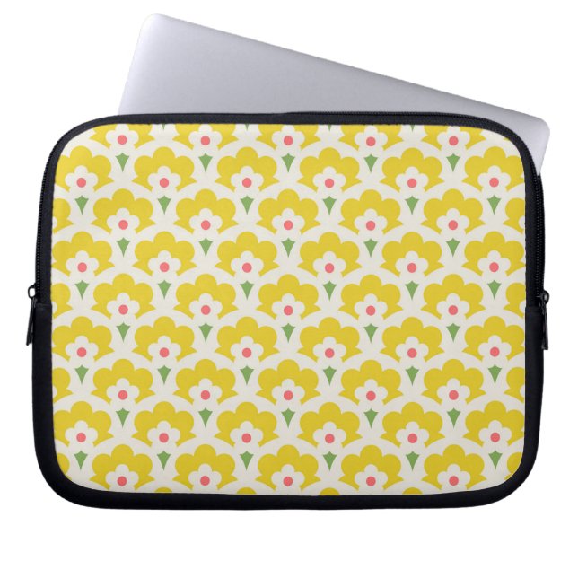 Retro Yellow Flower Garden Pattern Laptop Sleeve (Front)