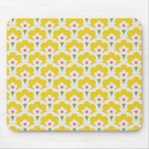 Retro Yellow Flower Garden Pattern Mouse Pad