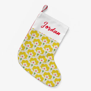 Retro Yellow Flower Garden Pattern Small Christmas Stocking