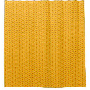 Retro Yellow Flower Power Shower Curtain