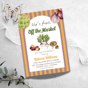 Retro Yellow Fresh Off the Market Bridal Shower Invitation