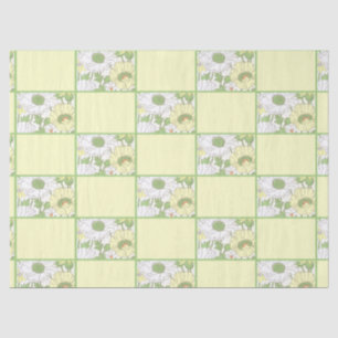 Retro Yellow Green Mid Century Country Floral Tissue Paper