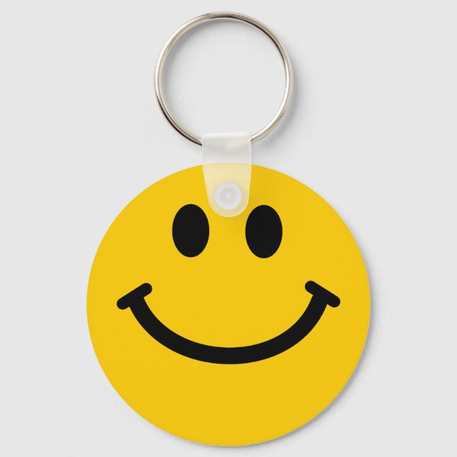 Retro Yellow Happy Face Key Ring (Front)