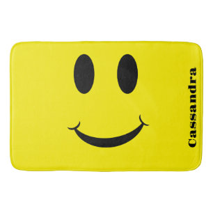 Retro Yellow Happy Face Smiling pattern Bath Mat