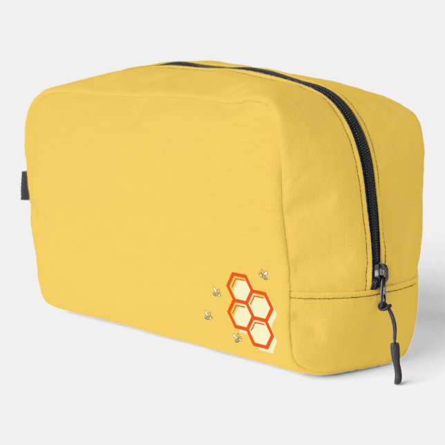 Retro Yellow Honeycomb Bee-uty Bag | Custom Text (Right Corner)