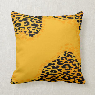Retro Yellow Leopard Print and Modern Design Cushion