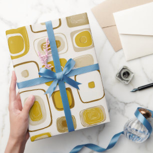 Retro Yellow Mustard Pop Cream Abstract Pattern Wrapping Paper