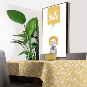 Retro Yellow or Any Colour Telephone Pattern Tablecloth