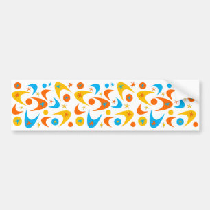 Retro Yellow Orange & Aqua Starburst Boomerang Bumper Sticker