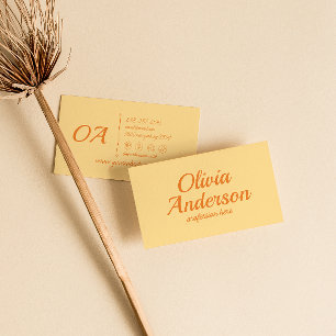 Retro Yellow Orange Colourful Groovy Bold Trendy  Business Card