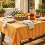 Retro Yellow Orange Gingham Picnic Table Decor Tablecloth<br><div class="desc">This gingham tablecloth brings a cheerful retro feel to everyday meals and special gatherings alike. The warm yellow and orange check pattern feels playful, nostalgic, and effortlessly inviting. It’s perfect for sunny kitchens, casual hosting, and relaxed celebrations where colour and charm matter. A simple way to make your table feel...</div>