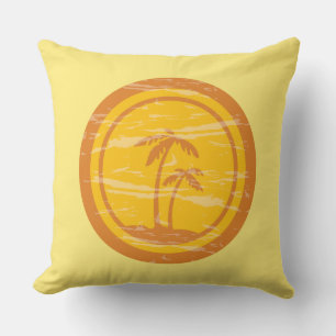 Retro Yellow & Orange Life is Better at the Beach Cushion
