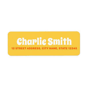Retro yellow orange return address label