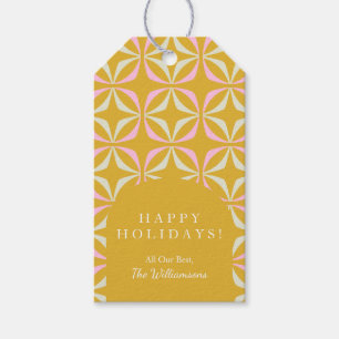 Retro Yellow Pink Mid Century Mod Personalised Gift Tags