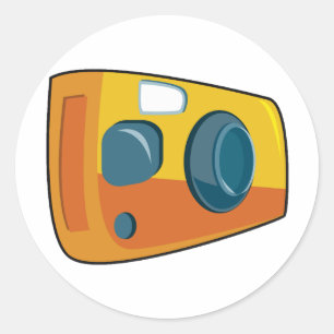 Retro Yellow Point and Shoot Film Camera Classic Round Sticker