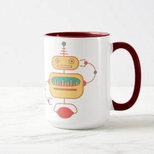 Retro Yellow Robot Space Graphic Mug