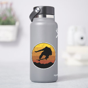 Retro Yellow Sunset Skateboard 4" Kiss Cut Vinyl