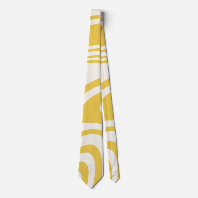 Retro Yellow Swirl Pattern Tie (Front)