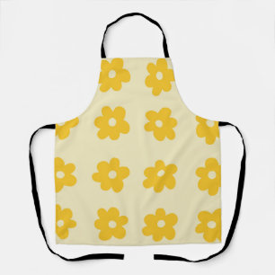 Retro Yellow Tropical Simple Flower Pattern Apron