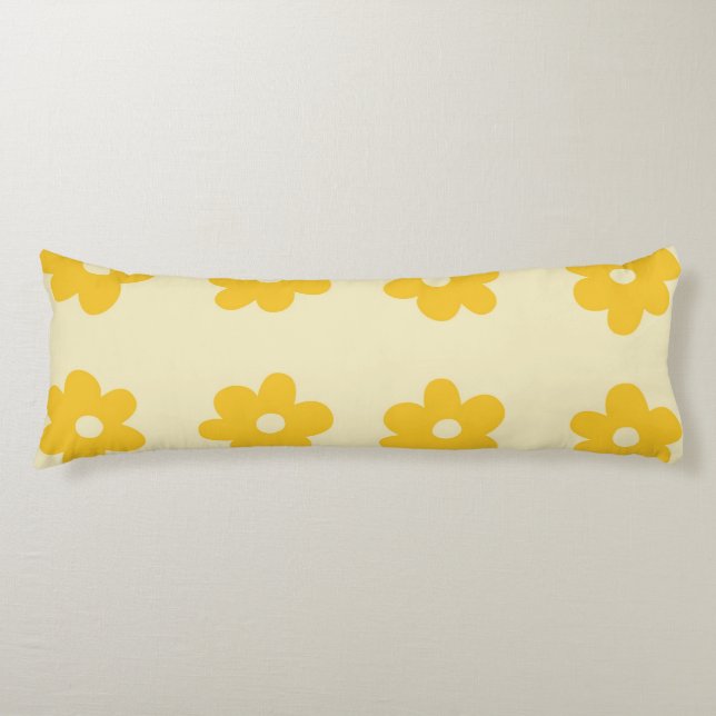 Retro Yellow Tropical Simple Flower Pattern Body Cushion (Front)