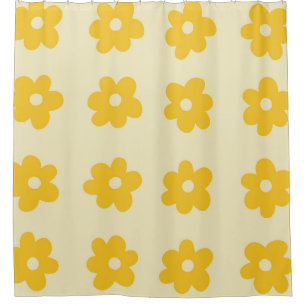 Retro Yellow Tropical Simple Flower Pattern Shower Curtain
