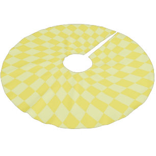 Retro Yellow Warped Checks Chequered Dorm Brushed Polyester Tree Skirt