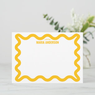 Retro Yellow Wavy Border Personalised Card