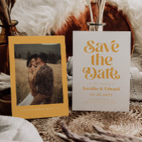 Retro Yellow Wedding Save The Date