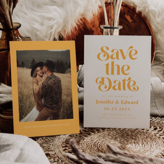 Retro Yellow Wedding  Save The Date (Creator Uploaded)
