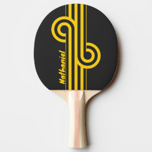 Retro Yellowjacket Stripe Loop with Name Ping Pong Paddle