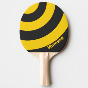 Retro Yellowjacket Three Circle Stripe with Name Ping Pong Paddle