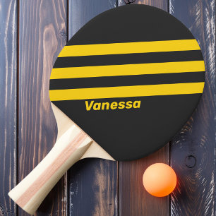 Retro Yellowjacket Three Stripes with Name Ping Pong Paddle