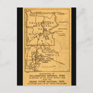 Retro Yellowstone - Grand Teton Map Postcard