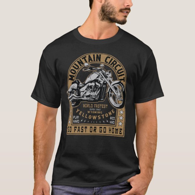 Retro Yellowstone Motorcycle T-Shirt (Front)