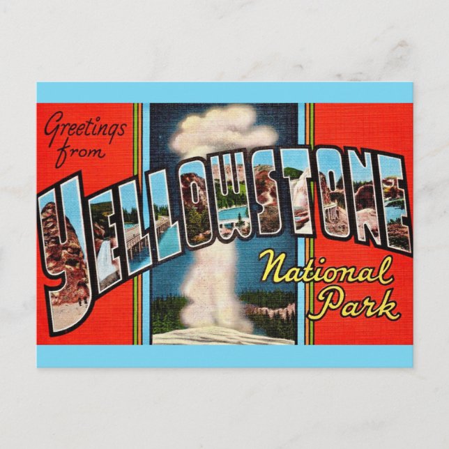 Retro Yellowstone National Park Postcard (Front)